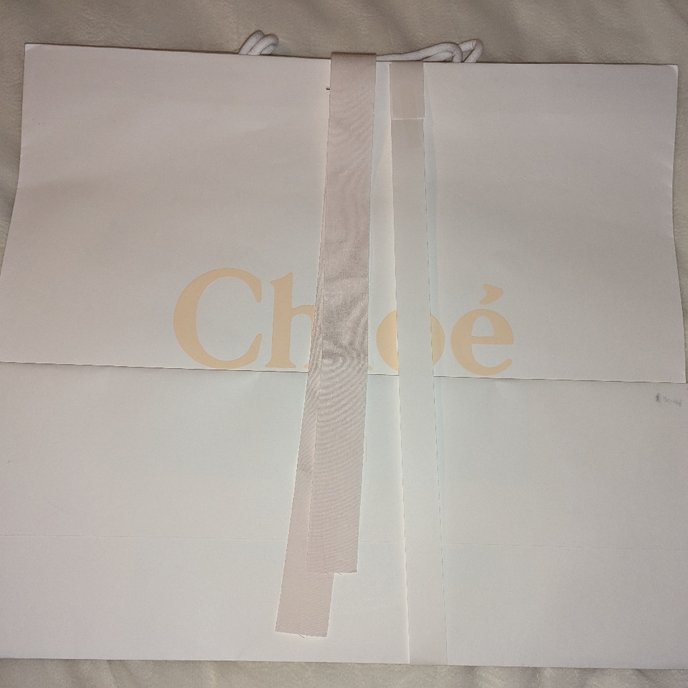 CHLOE Paper Luxury Shopping Gift Bag 24" x 20" CREAM BOW NEW
